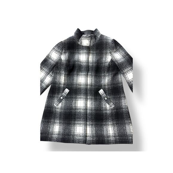 LOFT Plus Black White Plaid Wool Blend Coat Women’s Size 14 Winter Jacket - Picture 3 of 7